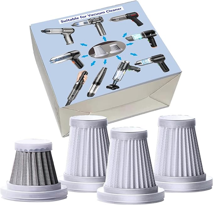 4Pack Replacement Filters Compatible with AOHPEGN, IYOFINE, HRYCF, Piwosa, Houscly, Saker, Sakerplus, Yomile, Fanisic, Ekbas, Seyicot, AUXTUR, WINWEND Vac Etc., 3Pack Hepa and a Steel one.