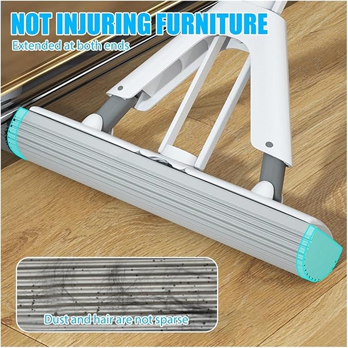 Mop and Bucket Set Sponge Mop Squeeze Wood Floor Tiles Spin Cleaning Tools Spray Mop(White)