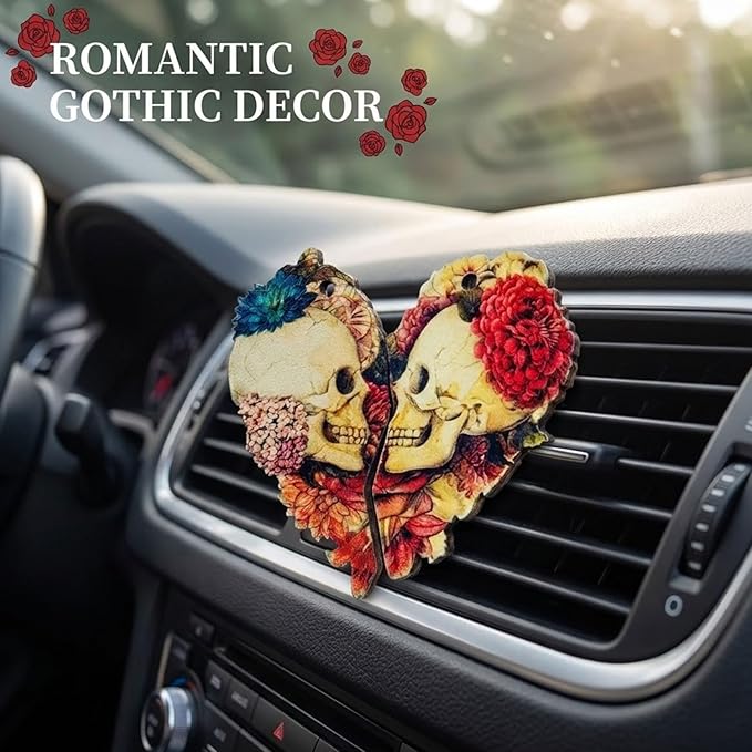 Car Air Vent Clips，Car Air Fresheners Vent Clips Car Diffuser Vent Clip，Car Decoration Cute Car Interior Decor，Car Accessories for Women (2 Pcs Love Skull)