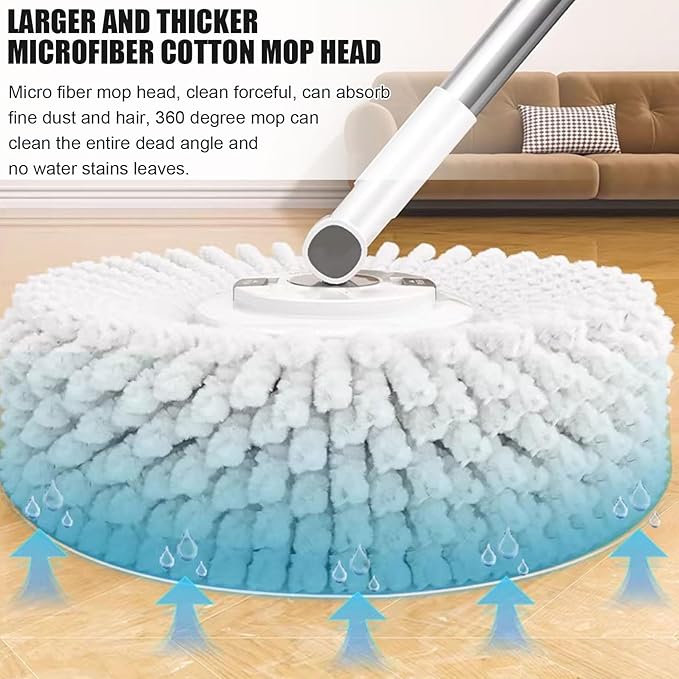Spin Mop and Bucket Wringer Set for Home, 360° Spinning Mop Bucket System Wet Dust Mop for Floor Cleaning with 5 Microfiber Heads