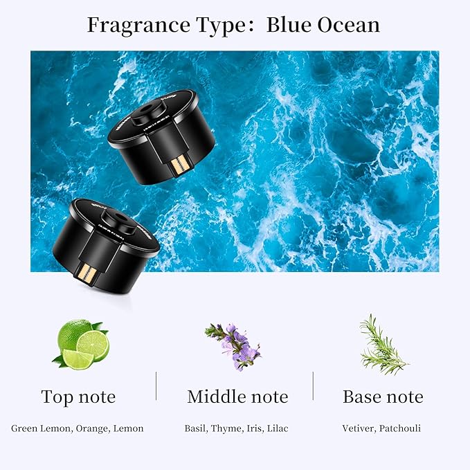 Kwak's Essential Oil Refills - Natural French Fragrance, Car Diffuser Dedicated Refill(2 packs) (Blue Ocean)