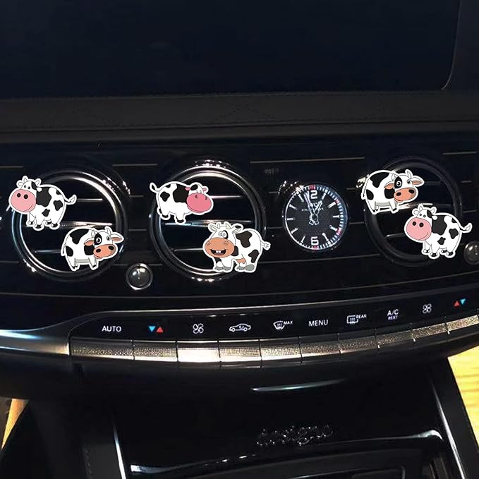 6 Pcs Cow Print Air Vent Clips, Cute Cow Car Air Fresheners Vent Clips Funny Car Decoration Cars Interior Decor Cars Accessories for Women Men