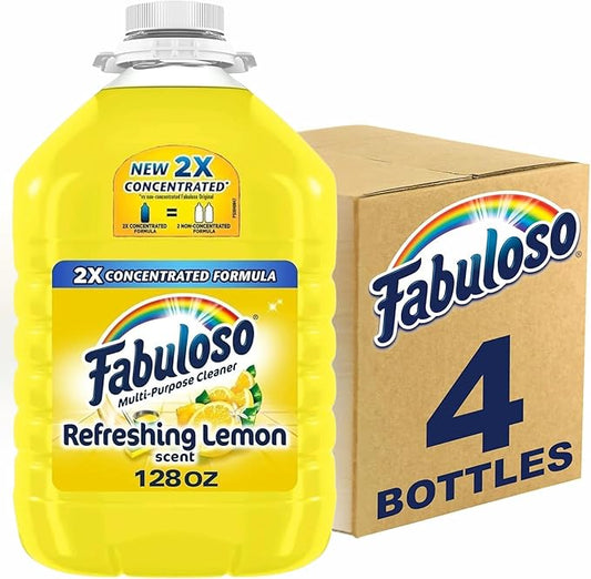 Fabuloso All Purpose Cleaner, Floor Cleaner, Makes 64 Gallons per bottle - 128oz - Pack of 4