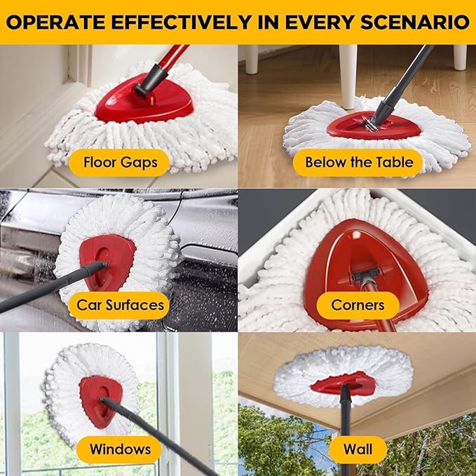 Mop Head Replacement for Ocedar, Spin Mophead Replacements, Compatible with Cedar Easywring 1-Tank System, Microfiber 6 Pack 360 Degree Swivel Mop Refills, Machine Washable and Easy to Replace