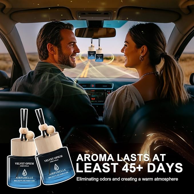 Car Air Freshners Hanging 4 Pack – Long Lasting Air Freshener for Car 90+ Days, Fragrance Oil Diffuser Gift Set, Four 0.27 FL OZ/8ML, Premium Car Fresheners Scent, Made in USA, Mothers Day Gift