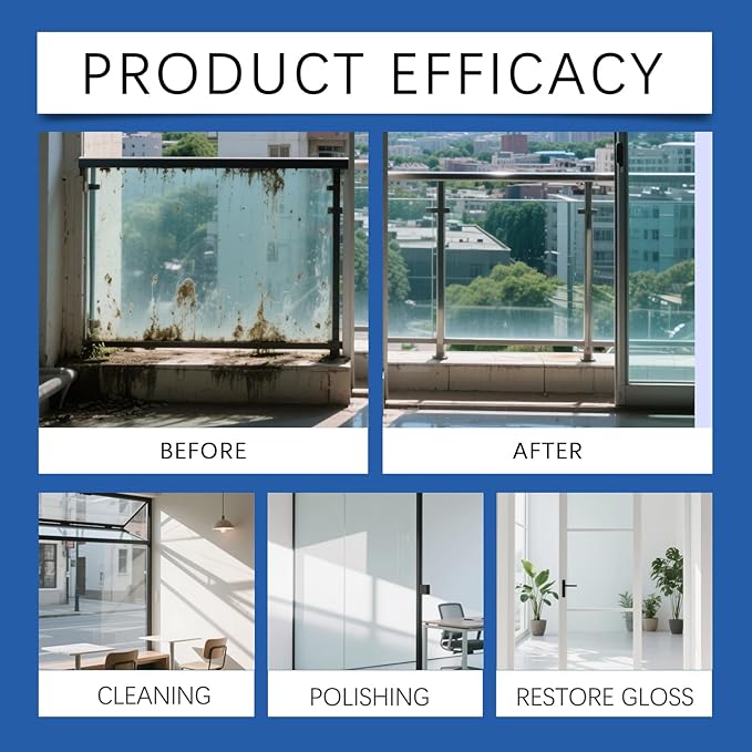Multi-Surface Glass Cleaner Spray and Polish, Window Cleaner, Streak-free Gloss for Mirrors and Cars, Fast-Action Spray, Removes Fingerprints, Dirt, Dust and Water Spots (3Pcs)
