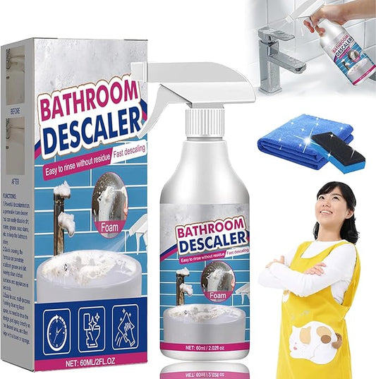 Bathroom Descaler Foam Cleaner, 2025 New Powerful Bathroom Descaler Foam Cleaner Spray, All Purpose Rinse Cleaning Foams for Shower Room, Glass, Sink, Toilet, Bathtub (1)