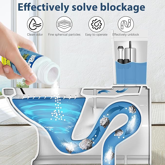 4Pcs Wild Tornado Pipe Dredge, Powerful Sink and Drain Cleaner Powder, Fast Foaming for Kitchen Toilet Pipeline Quick Cleaning Tool