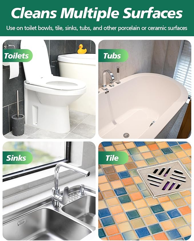 Dukars 10 Packs Pumice Stone Toilet Bowl Cleaner with Long Handle, Heavy Duty Toilet Hard Water Stain Remover,Best Toilet Bowl Cleaner (10, White)