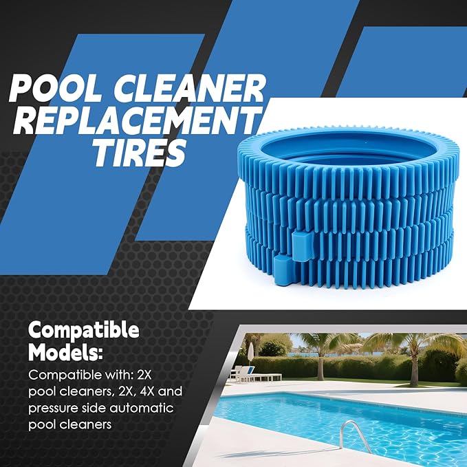 896584000-143 4Packs Replacement Tires with Super Hump Compatible with 2X 4X Pool Cleaners