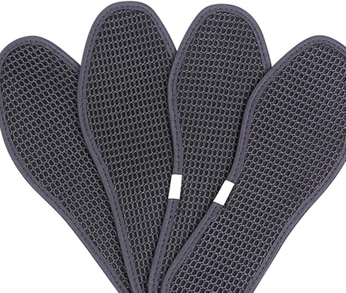 Bamboo Charcoal Shoe Insoles Mesh Insoles Sweat Absorbent Anti Odor Shoe Inserts Pads for Men Women Sports Running Black 2 Pairs Size 44
