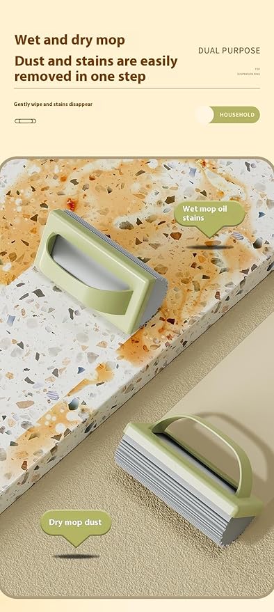 Dual Purpose Bathroom Cleaning Mop, Heavy-Duty Cellulose Sponge for Kitchen - Super Absorbent, Stain Remover & Countertop Cleaner, Mint Green