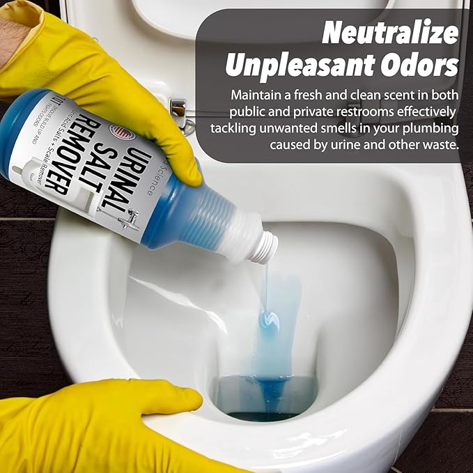 Urinal Salt, Calcium and Mineral Scale Remover - Eliminates Urine Odor, Destroys Uric Acid Salt, Deposit Buildup