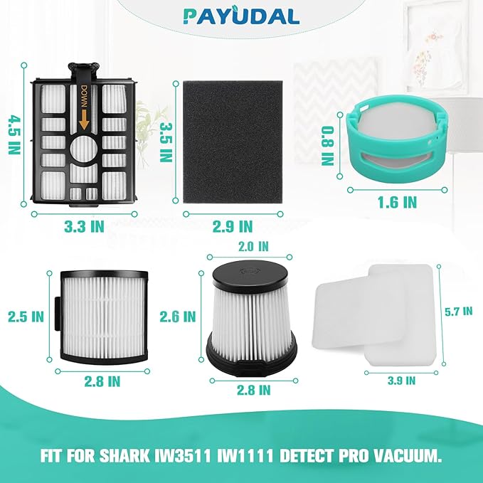 IW3511 IW1111 HEPA Filters Replacement Parts For Shark IW3511 Detect Pro Lightweight Cordless Stick Vacuum Cleaner. For Shark Detect Pro Auto-Empty System Portable Handheld Attachment Washable Kits.