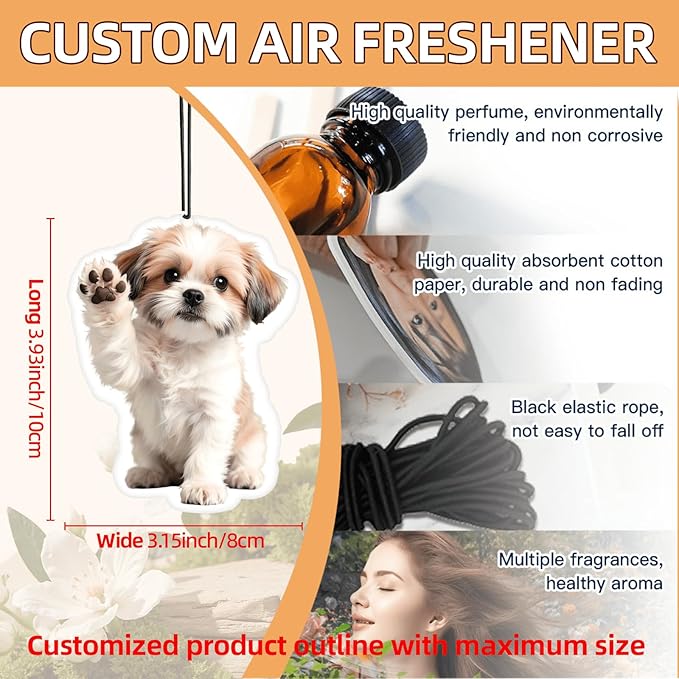 3-500PCS Custom Air Freshener with Photo, Personalized Air Freshener for Car, Personalized Car Accessories, Custom Gifts for Men Brother Him Dad Independence Day Birthday Father's Day