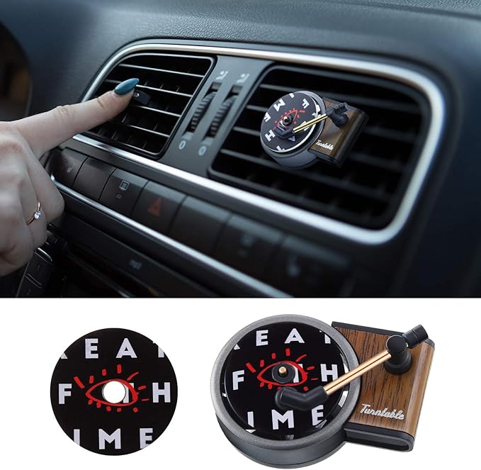 20 Pieces Car Air Freshener Record Player Air Fragrance Diffusers Clips Retro Style Gifts Christmas, Include 4 Pcs Record Player Car Vent Clip, 16 Pcs Aromatherapy Tablets Replacement Pads