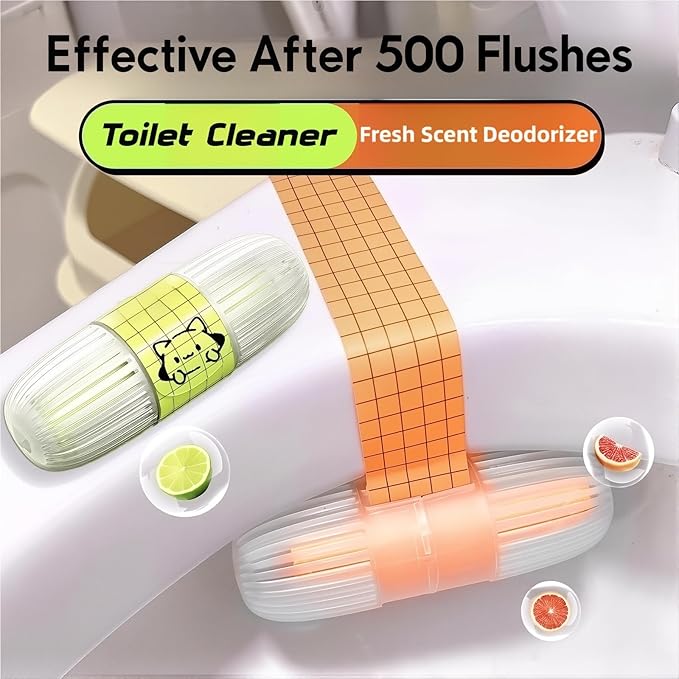 Hanging Toilet Bowl Cleaner, 3 Scents Automatic Toilet Rim Cleaner Can be used 500 times, Stain Removing Odor Eliminating Toilet Freshener for Standard & Smart Toilets (Lemon, 9)