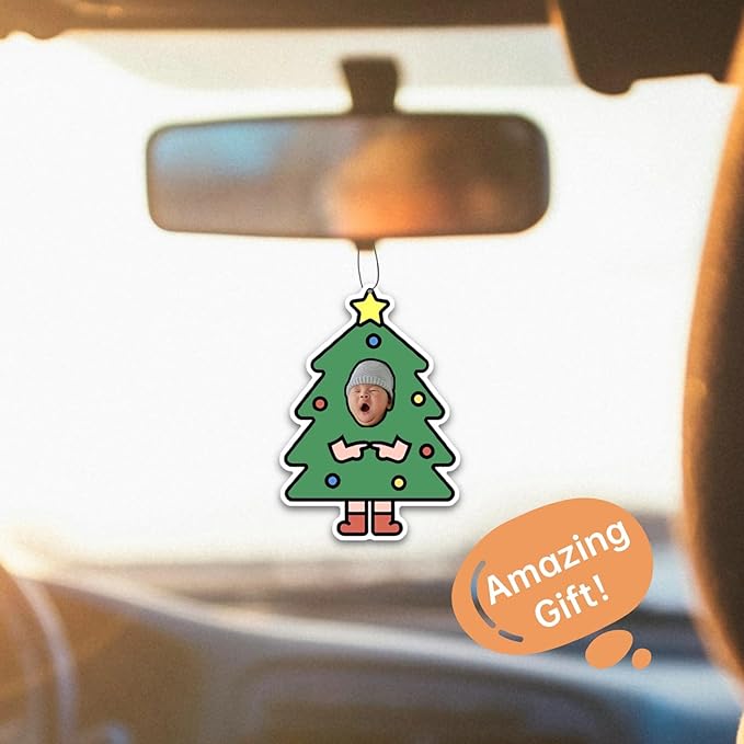 Custom Car Air Freshener - Double Sided Photo Personalized Smell Fresheners With Picture Text for Car Wardrobe Bathroom (Christmas Tree - 6pcs)
