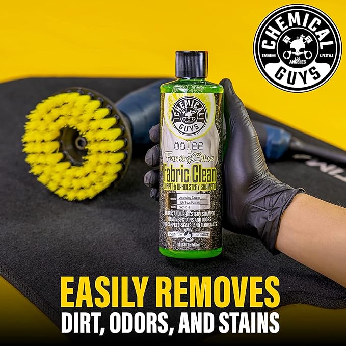 Chemical Guys Foaming Citrus Fabric Clean, Carpet and Upholstery Cleaner - Car Carpet Cleaner for Seats, and Floor Mats, Safe for Home, Office & More, Citrus Scent - 16 oz