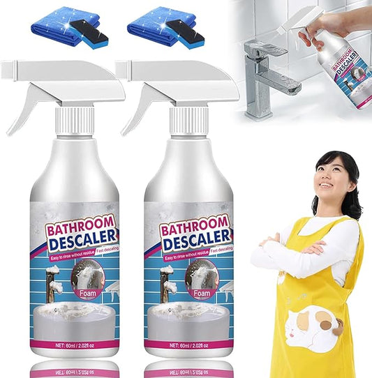 Bathroom Descaler Foam Cleaner, 2025 New Powerful Bathroom Descaler Foam Cleaner Spray, All Purpose Rinse Cleaning Foams for Shower Room, Glass, Sink, Toilet, Bathtub (2)