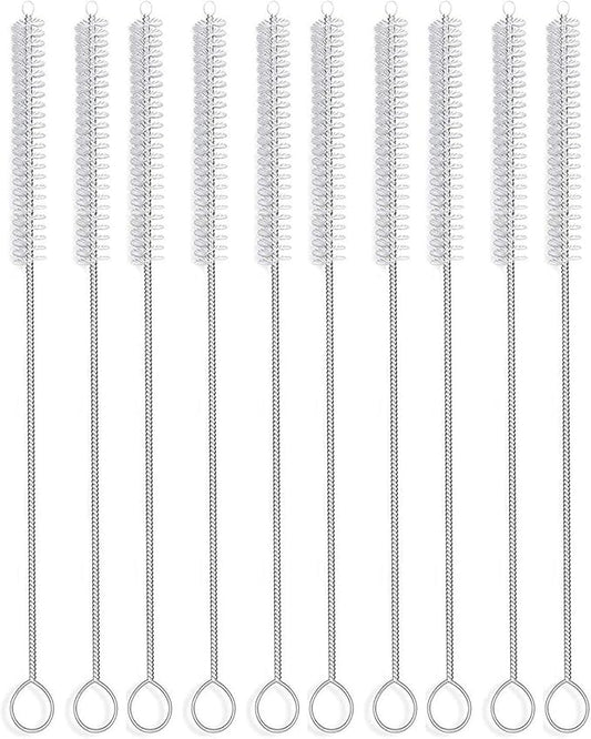 12 Inch Extra Long Straw Brush Cleaner (10 Pack), Flexible Nylon Tube Cleaning Brushes with 0.4 Inch Bristle Head, Rust-Proof Stainless Steel Wire for Reusable Tumbler Straws, Pet Fountains & Pipes