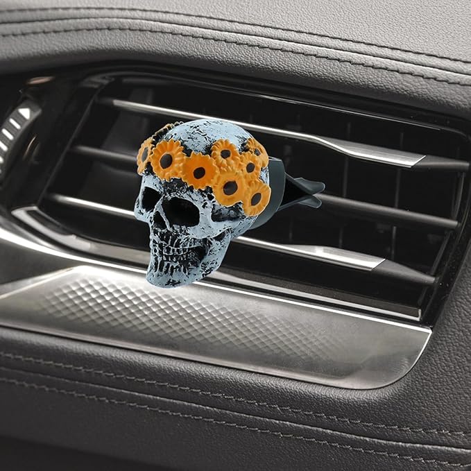 Skull Car Air Vent Air Freshener Sunflower Daisy Decorative Dashboard Cute Cool Funny Car Truck Interior Accessories 2 pcs