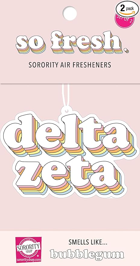 Sorority Shop DZ Retro Air Freshener - Delta Zeta Bubblegum Scented Air Freshener – Sorority Retro Design Air Freshener for Car or Dorm– Sorority Gift, Charm Paraphernalia