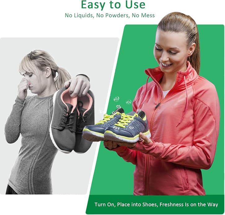 Shoe Deodorizer Rechargeable Ozone Tech Eliminates Odors in All Footwear, Auto Shut-Off Durable Freshener