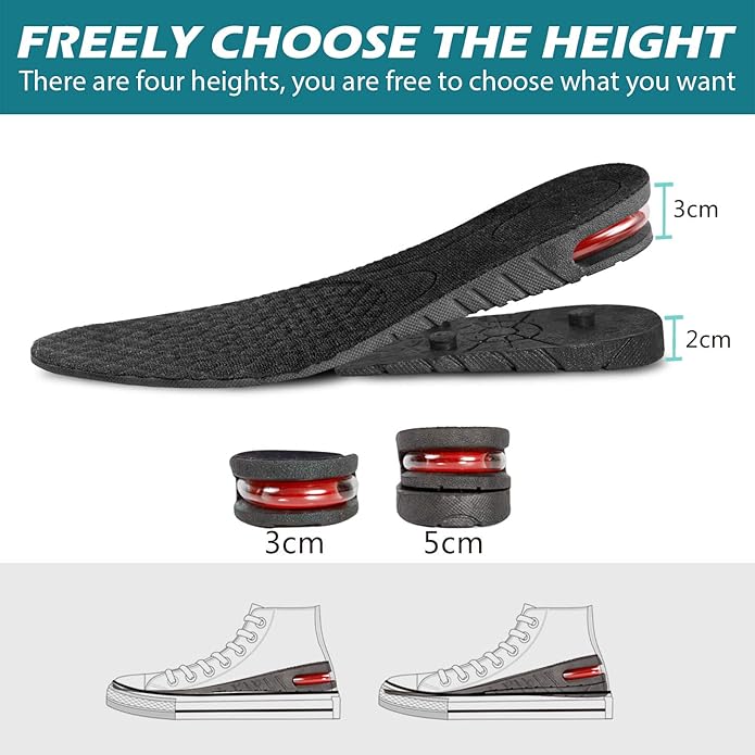 Shoe Lifts for Men & Women Height Increase Insoles Air Cushion Heel Inserts Orthotic Heel Shoe Lifts Kit Taller Insoles Variable Height 1.2-3.54Inch