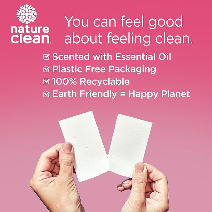 Nature Clean Plastic-Free Packaging Laundry strips, Eco-Friendly Laundry Detergent Sheets Wildflower, 32 count 2-pack