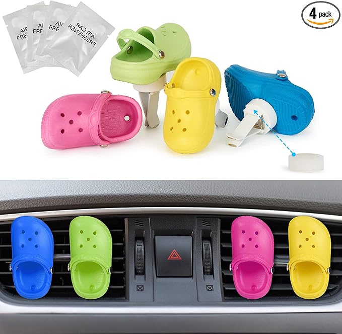 4 Pack Cute Shoe Air Vent Clips with 4PCS Refills Solid Car Air Freshener Air Conditioning Outlet Clips Car Dashboard Perfume Clip Car Interior Decor Accessories for Men/Women for Friend
