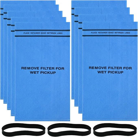 9 Pack 38737 Dust Filter Bags Replacement for Stinger Wet Dry Vac and Bucket Head Vacuum, Fits Craftsman 2-2.5 Gallon Vacuums, Includes 3 Retaining Bands, Part# 9-38737/Cmxzvbe38737
