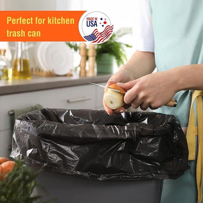 Delxo 30-33 Gallon Trash Bags, 2000 Count – 0.6 Mil Medium Duty Garbage Bags, Durable Plastic Bolsas para basura, Perforated Design– Made in USA for Kitchen, Yard, Office (Black)