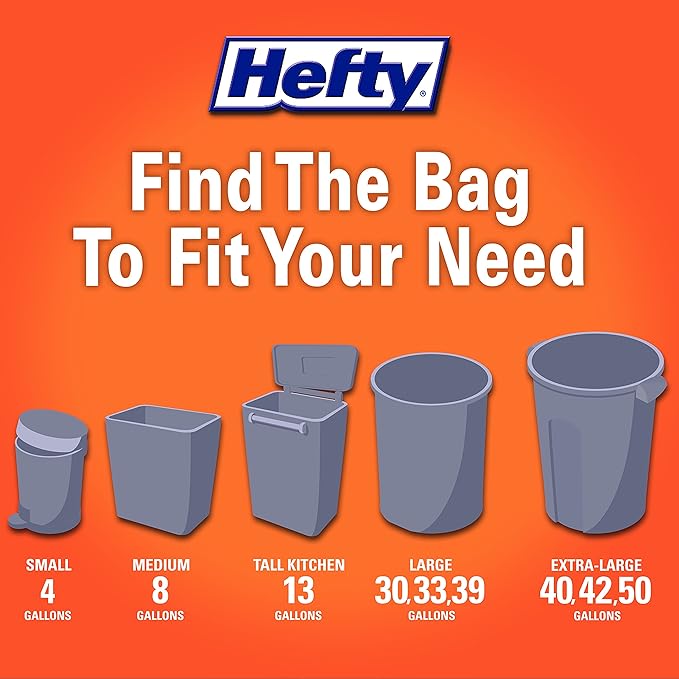 Hefty Ultra Strong Tall Kitchen Trash Bags, Lavender & Sweet Vanilla Scent, 13 Gallon, 20 Count