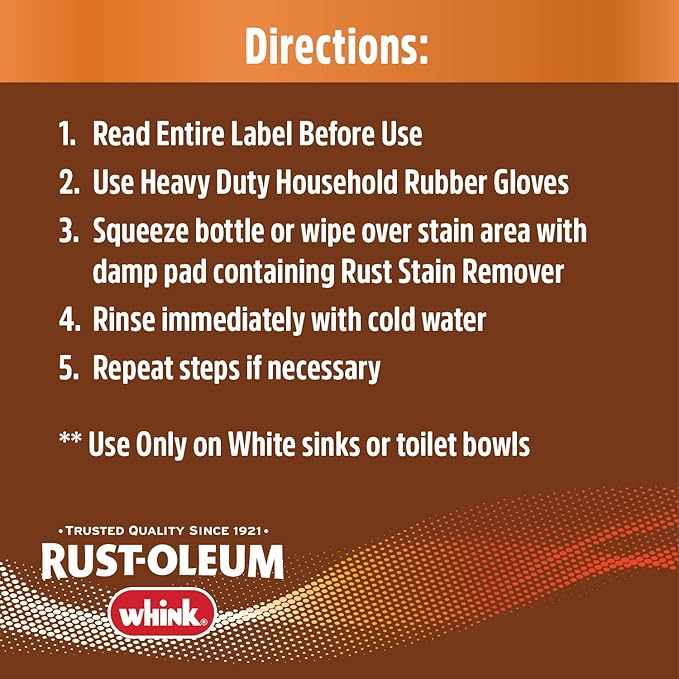 Rust-Oleum Whink Rust Stain Remover | Heavy-Duty Iron Stain Remover For White Toilets & Sinks, Colorfast Fabric & Carpets | 32 oz | 6 Pack
