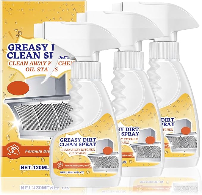 RJDJ 2025 New Greasy Dirt Clean Spray, Multifunctional Powerful Kitchen Foam Cleaner, All Purpose Stain Removal Cleaners, Oven And Grill Cleaners for Kitchen Oil Stains (3PC)