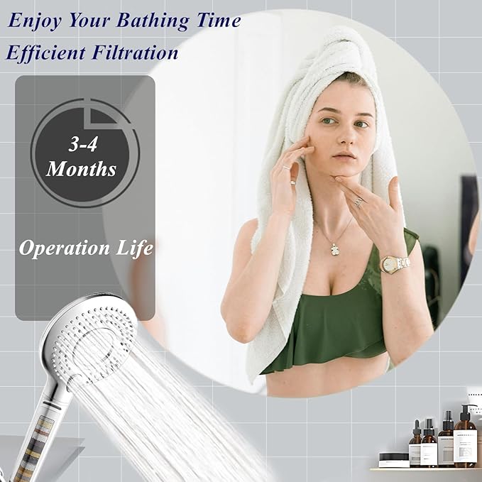 4-Pack Replacement Shower Filter Cartridge Compatible with FEELSO® and Vatex Handheld Shower Head,Water Softener Filter for Hard Water Reduce Chlorine and Harmful Substances