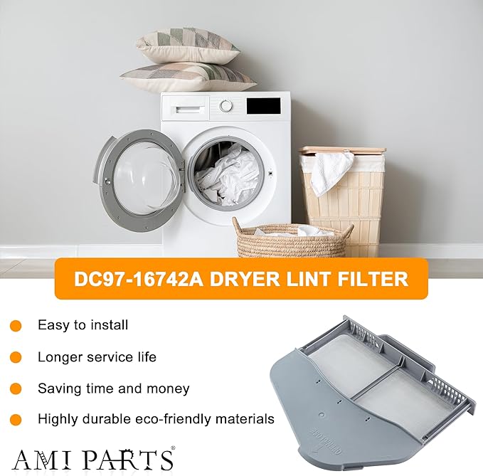 AMI PARTS DC97-16742A Dryer Lint Filter Case Screen Replacement Parts - Compatible with Samsung Dryer DV45H7000EW/A2 DV40J3000GW/A2