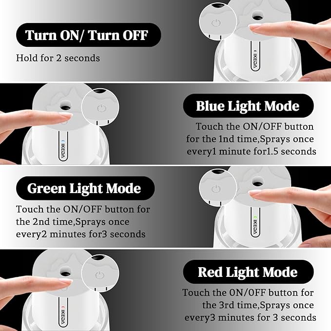 Ikeda Fragrance Smart Car Air Freshener,100ml Essential Oil Mist Aroma Machine, 3 Mode Mini Small Scent Spray for Truck & Car with Touch Switch, Automotive Aroma Diffuser for Gift(White, Milk-Aromas)