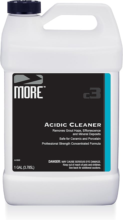 MORE Grout Cleaner for Tile Floors - Acidic Grout Cleaning Solution - Removes Cement-Based Grout Haze, Efflorescence and Mineral Deposits - Gallon 128oz