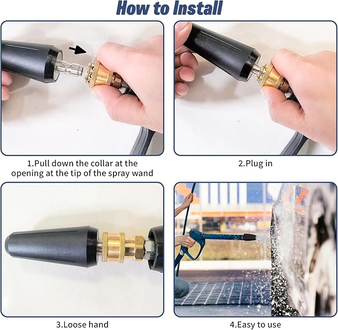 Pressure Washer Tips Turbo Nozzle, Max 2600 PSI 360°Rotating Power Washer Nozzles with 1/4" Quick Connect, 5 Spray Nozzle Tips for Cleaning Brick, Concrete, 2.0 GPM 2.0 Orifice
