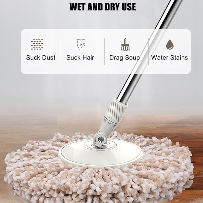 Mop and Bucket Set, Spin Mop and Detachable Inner Mop Bucke Self-Wringing Floor Cleaning System for Hardwood, Wood, Laminate, Tile, Wall with 5 Microfiber Pads