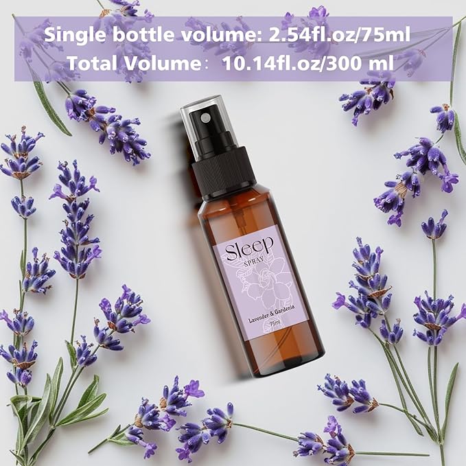 SCENTORINI Sleep Spray, 10.14 oz Calming Lavender Spray for Sleep, Lavender Essential Oil, 4 Pack Relaxing Aromatherapy Mist for Bedding Fabric, Room Spray Odor Deodorizer
