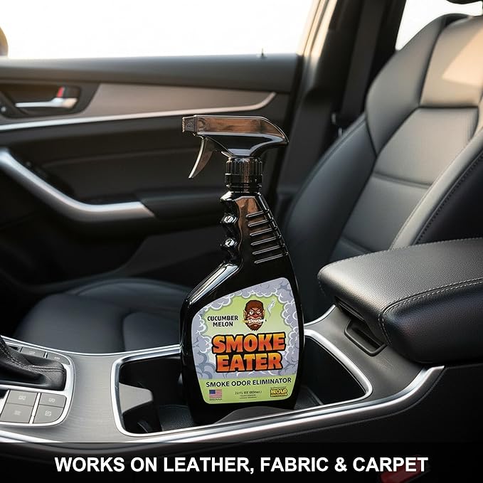 Smoke Eater Odor Eliminator Spray, Cucumber Melon, 22 oz — Breaks Down Smoke Odor at the Molecular Level — Works on Fabric, Cars, Furniture — Made in USA