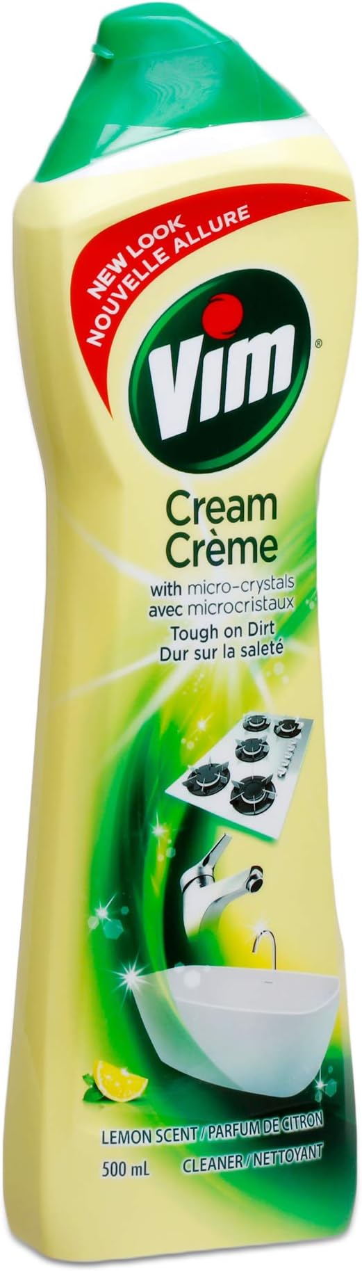Vim (Cif) Cream Multi Purpose Cleaner with Micro Crystals, Lemon Scent - 16.9 Fl Oz / 500 mL x 2 Pack