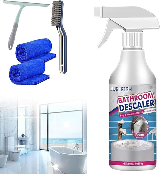 Bathroom Descaler Cleaner, [Upgrade Recipe] Bathroom Descaler Foam Cleaner, Jue Fish Bathroom Descaler, All Purpose Rinse Free Cleaning Spray for Bathtub, Sink, Toilet, Tiles (1Pcs)