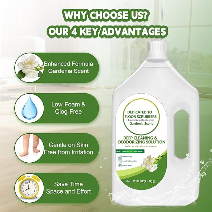 82 FL OZ/2.42 L Gardenia Scent Floor Cleaning Solution Compatible with Tineco iFLOOR 2/3/5 & FLOOR ONE S3/S5/S6/S7 PRO, Floor Cleaner for All Cordless Wet/Dry Vacuum & Robot Vacuums Mop