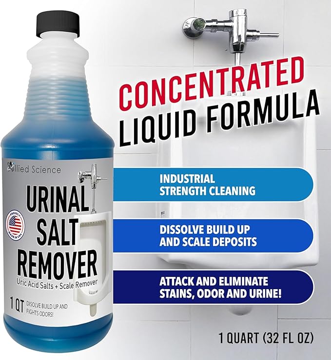 Urinal Salt, Calcium and Mineral Scale Remover - Eliminates Urine Odor, Destroys Uric Acid Salt, Deposit Buildup