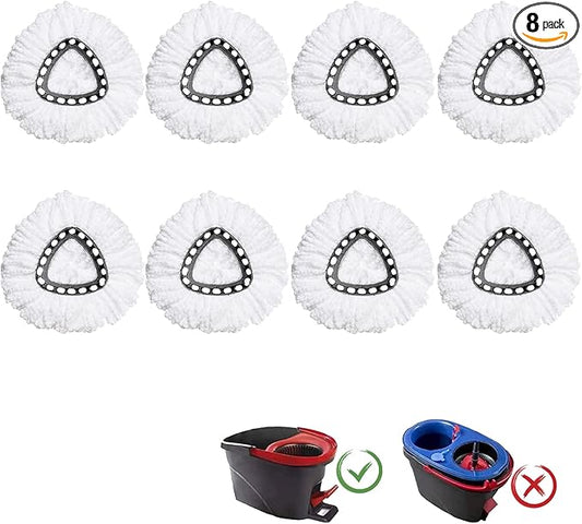 8 Pack Mop Heads Replacement Compatible with O-Ceda EasyWring Spin Mop, Microfiber Spin Mop Refill Easy Cleaning Mop Head Replacement for Floor Cleaning Deep Cleaning for Home Office