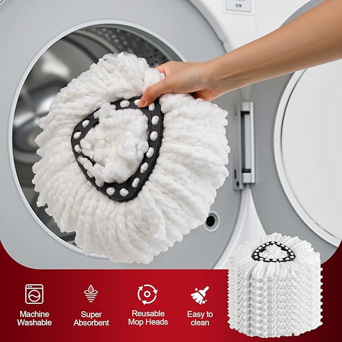 16 Pack Spin Mop Refills Head, Mop Heads Replacement for Spin Mop, Washable Microfiber Mop Replace Head Spin Mop, 360°Spinning Micro Replacement Mop Head for Easy House Cleaning Floor Mopping